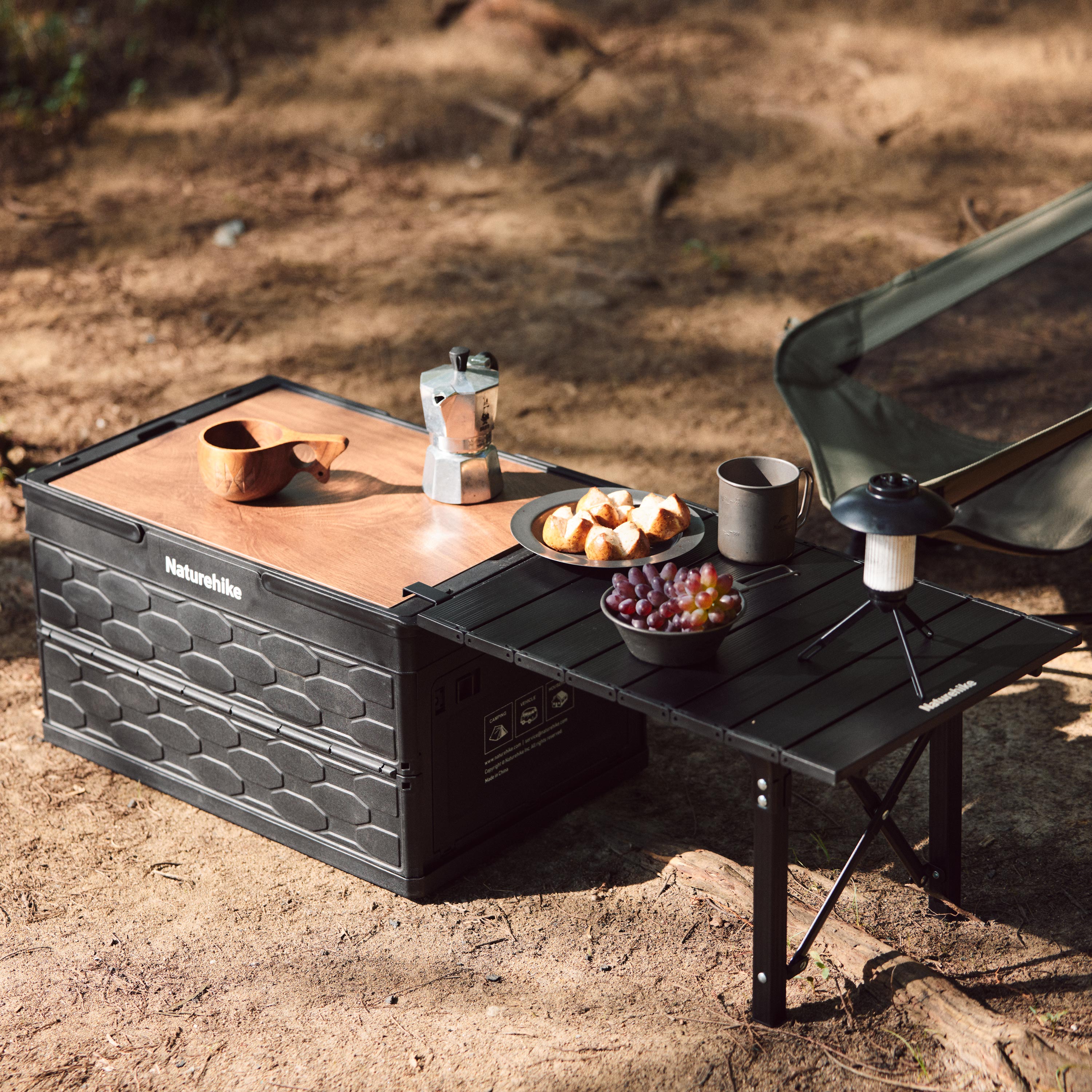Naturehike skladovací box s odkladacím stolíkom - čierny